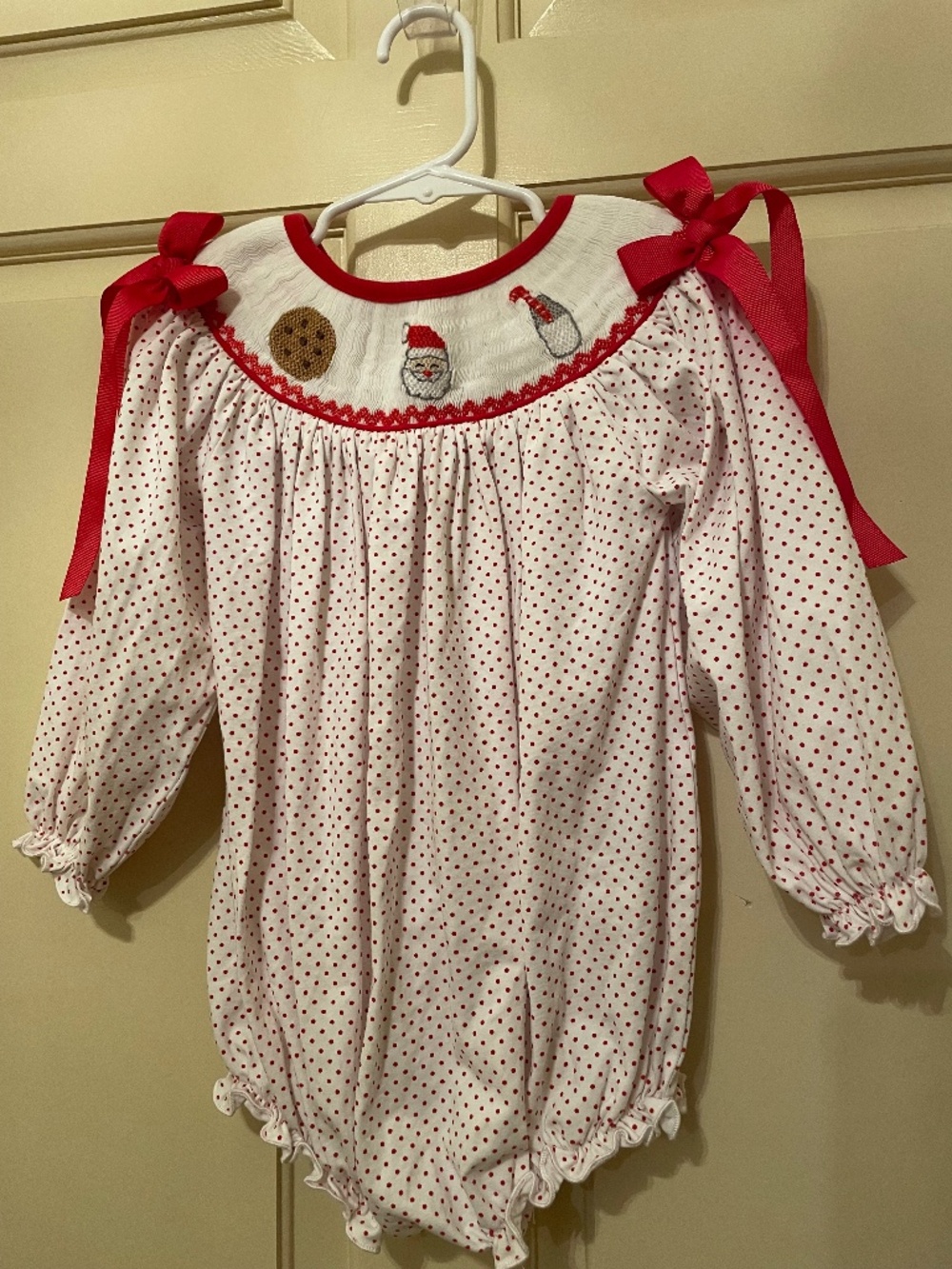 EUC Little Bear Smocks Christmas Smocked Bubble 18m-2T